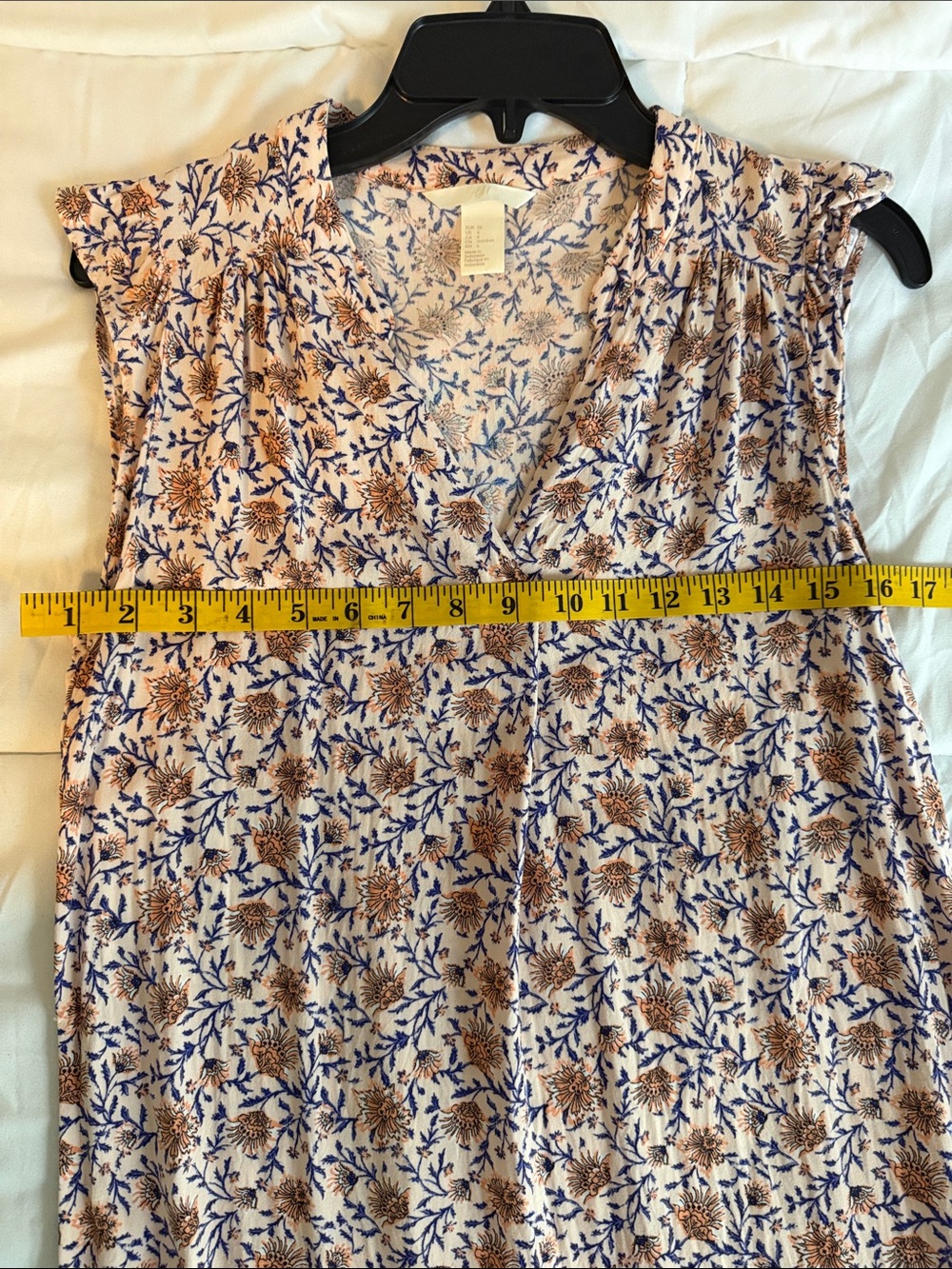 H&M Sleeveless Floral Midi Dress in Cream, Blue and Tan - Picture 5 of 5
